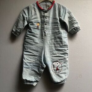 Vintage Snoopy & Woodstock Denim Onesie 18 Months